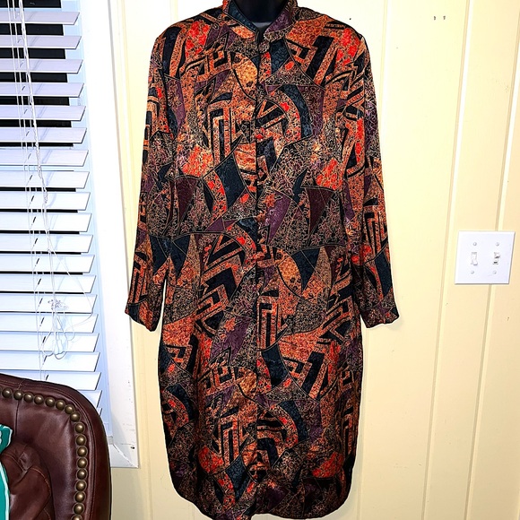 Brownstone Studio Other - Vintage Brownstone Studio 80s Geometric Colorful Kimono  Button Dress Size 12